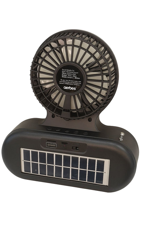 AERBES Fan with Solar And Bluetooth Speaker / rechargeable / comfort